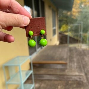 Vibrant Green Drop Clip-On Earrings with gold-tone accents